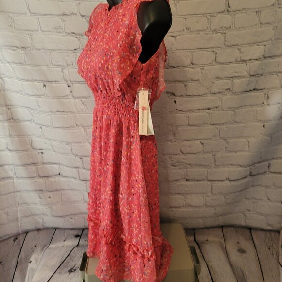 Aqua Girls' Flutter Speckle Print MIDI Dress - Picture 6 of 8